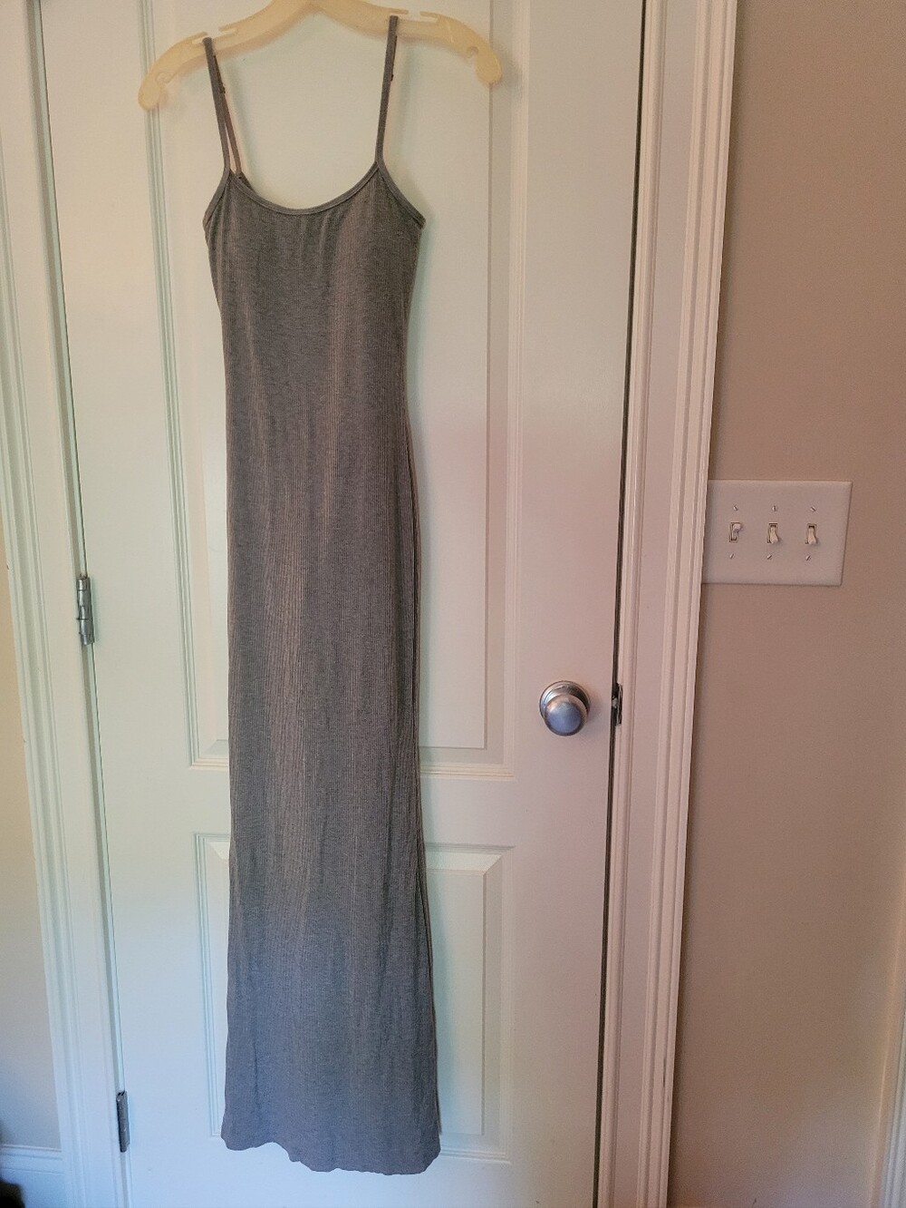 Ribbed Bodycon Dress - Grey With Adjustable Straps